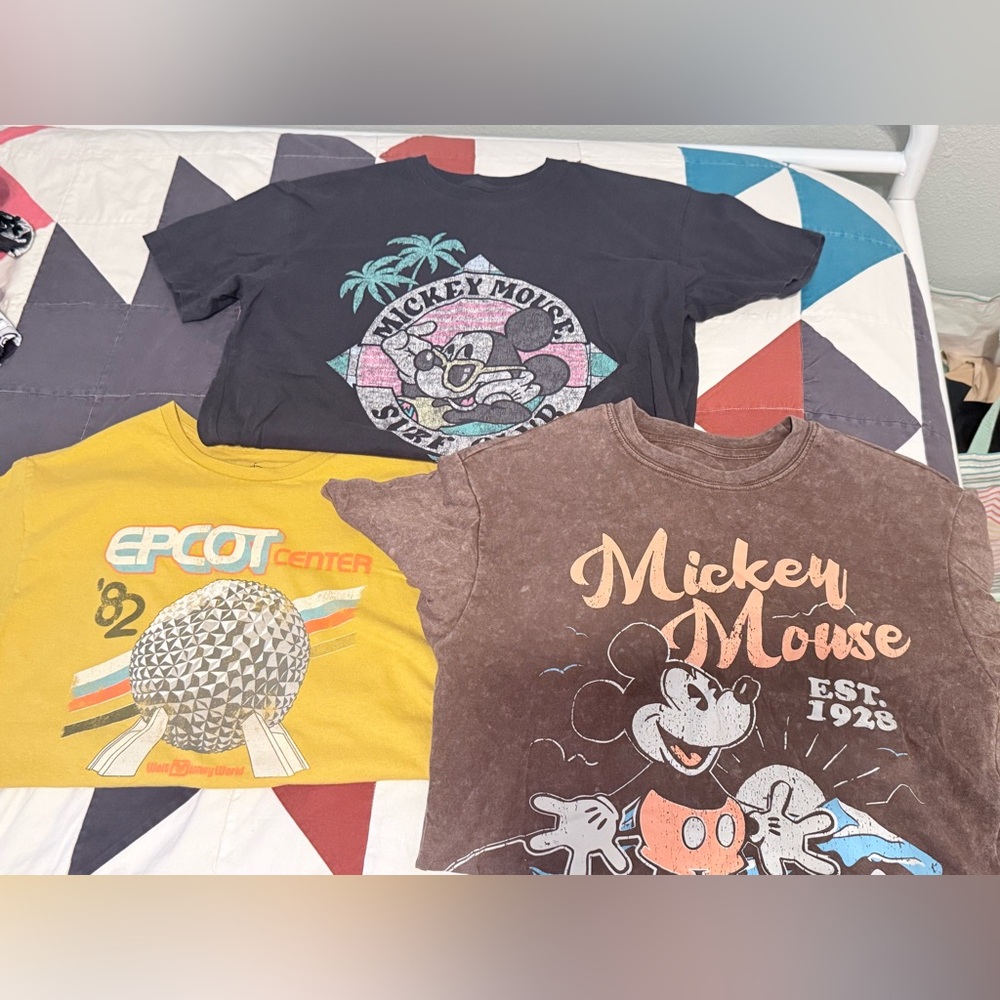 Disney Mickey Mouse Vintage Style Tees - Black, Yellow, Brown